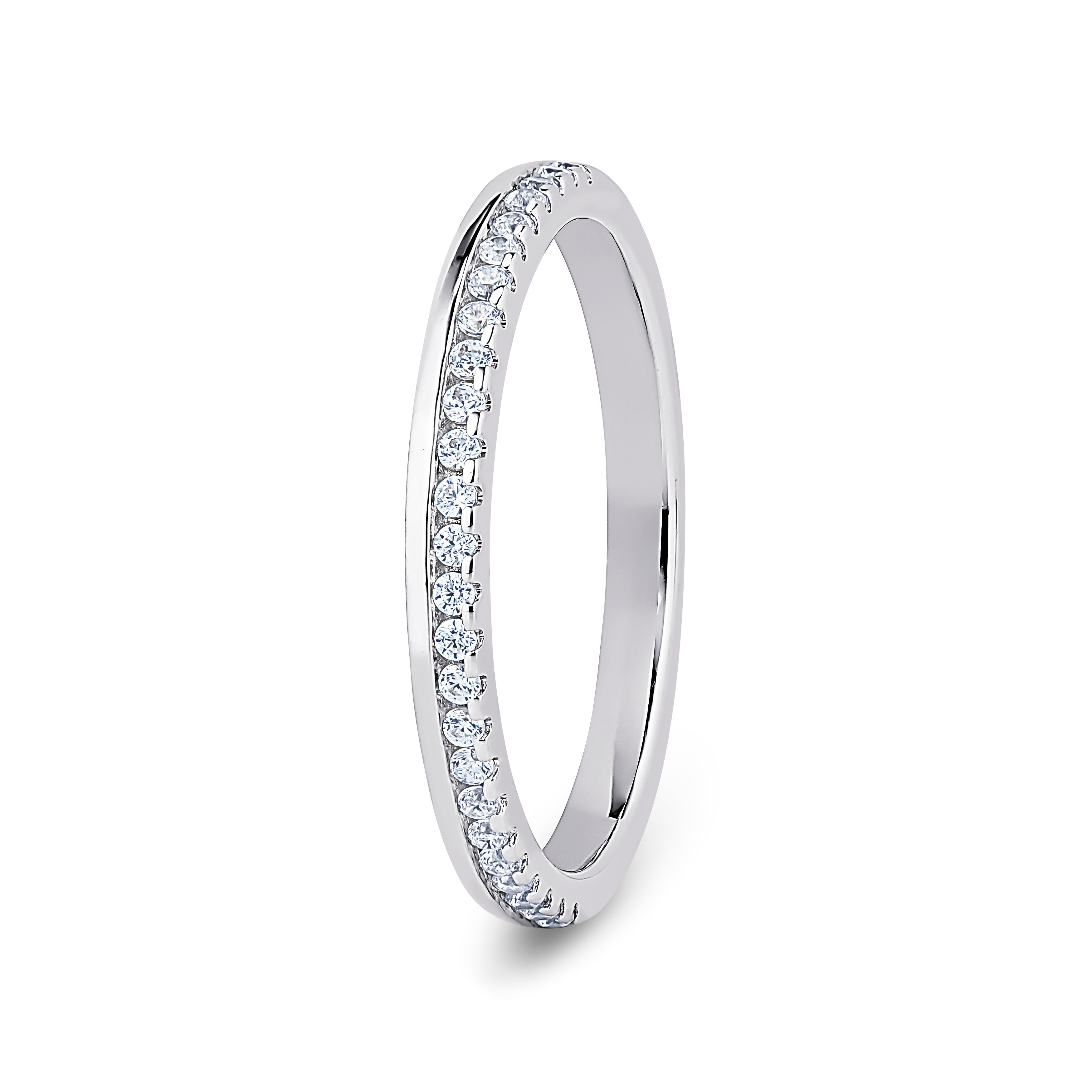 Round, Offset Claw, White Gold Half Set Eternity Ring