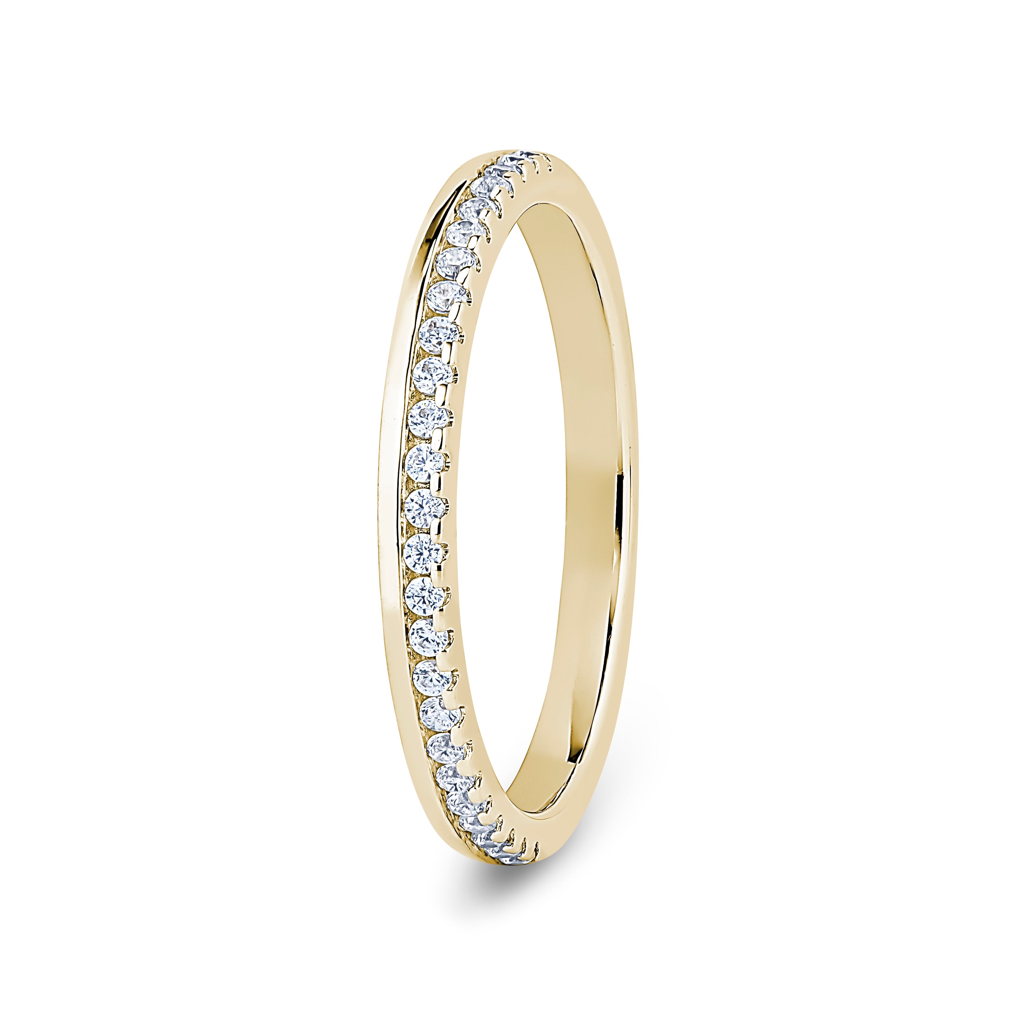 Round, Offset Claw, Yellow Gold Half Set Eternity Ring