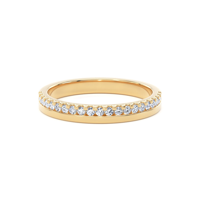 Round Diamond Yellow Gold Ring, Offset Micro Set Half Eternity | ET1215