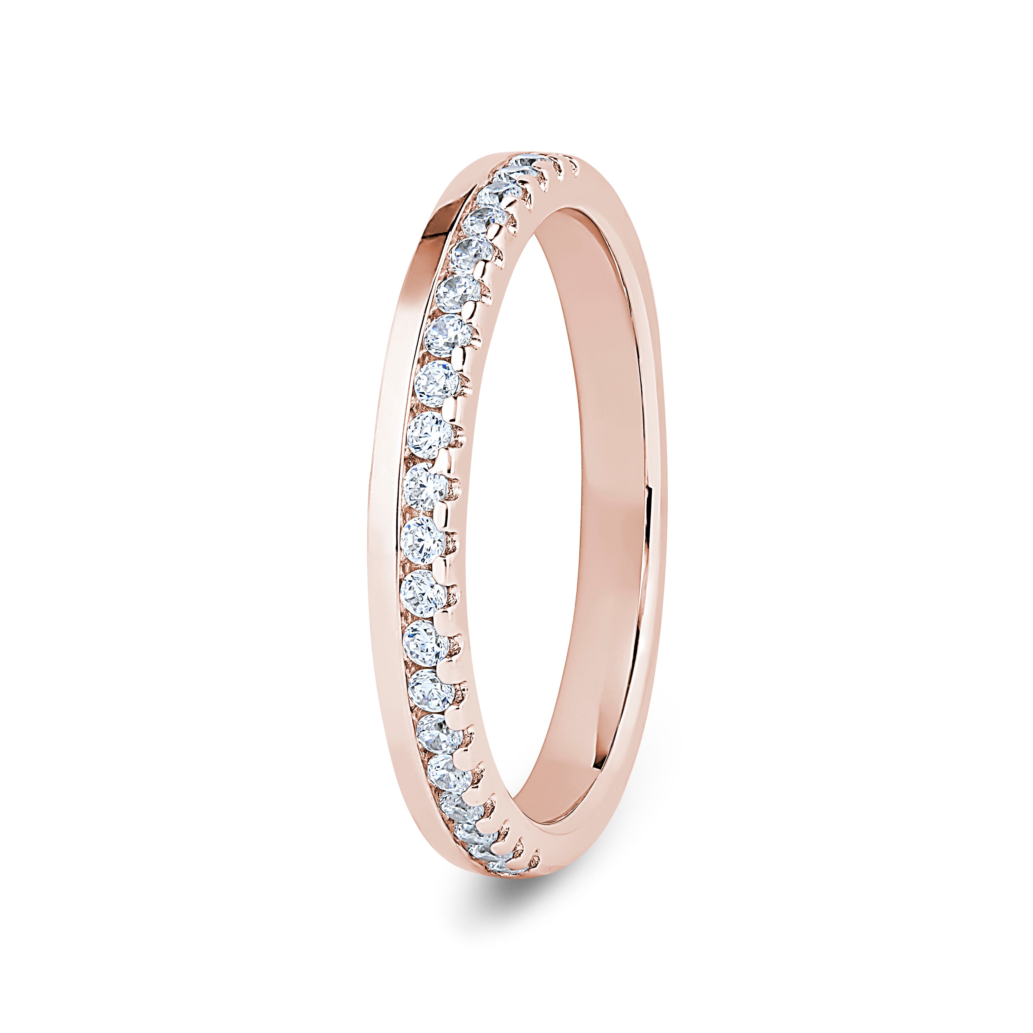 Round, Offset Claw, Rose Gold Half Set Eternity Ring