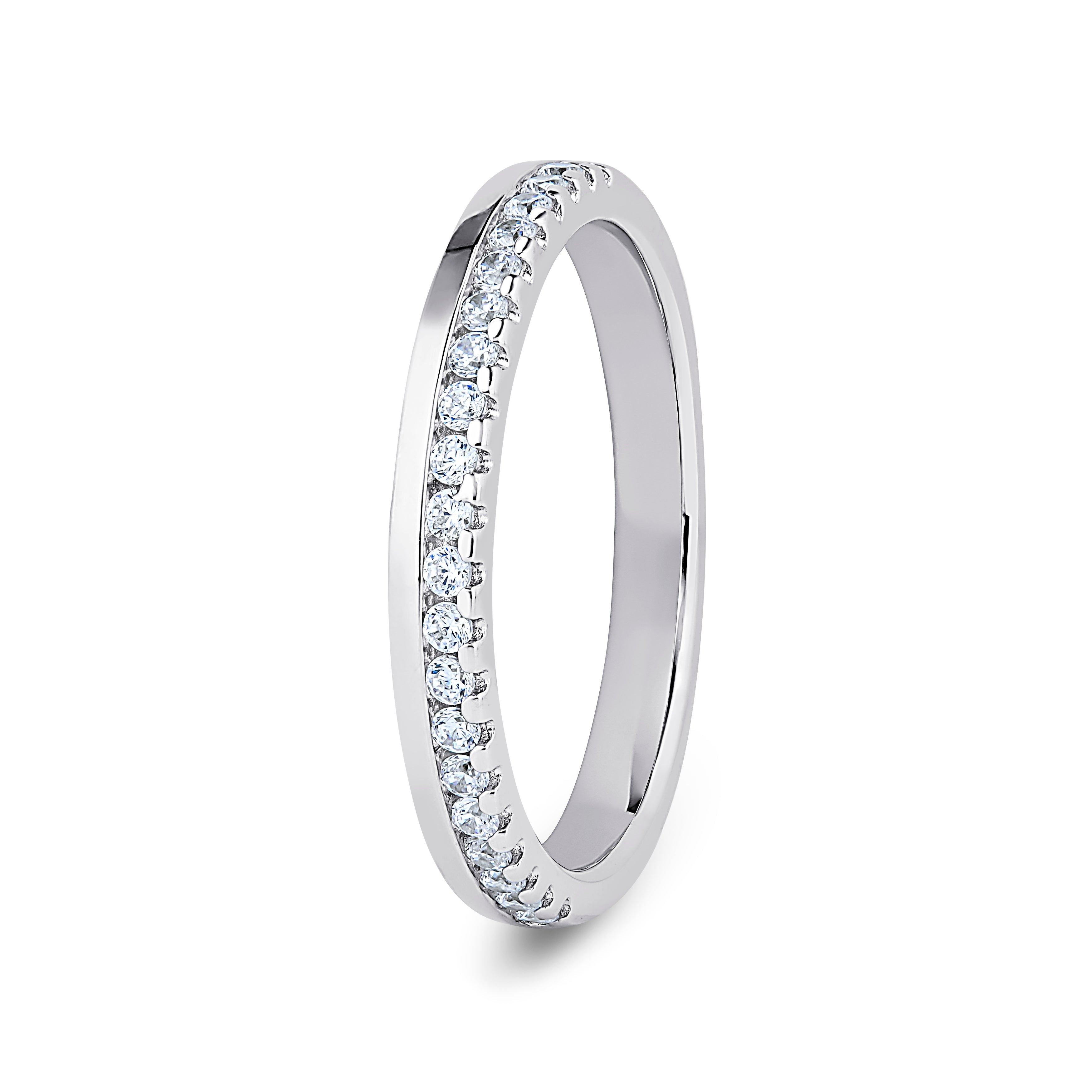 Round, Offset Claw, White Gold Half Set Eternity Ring