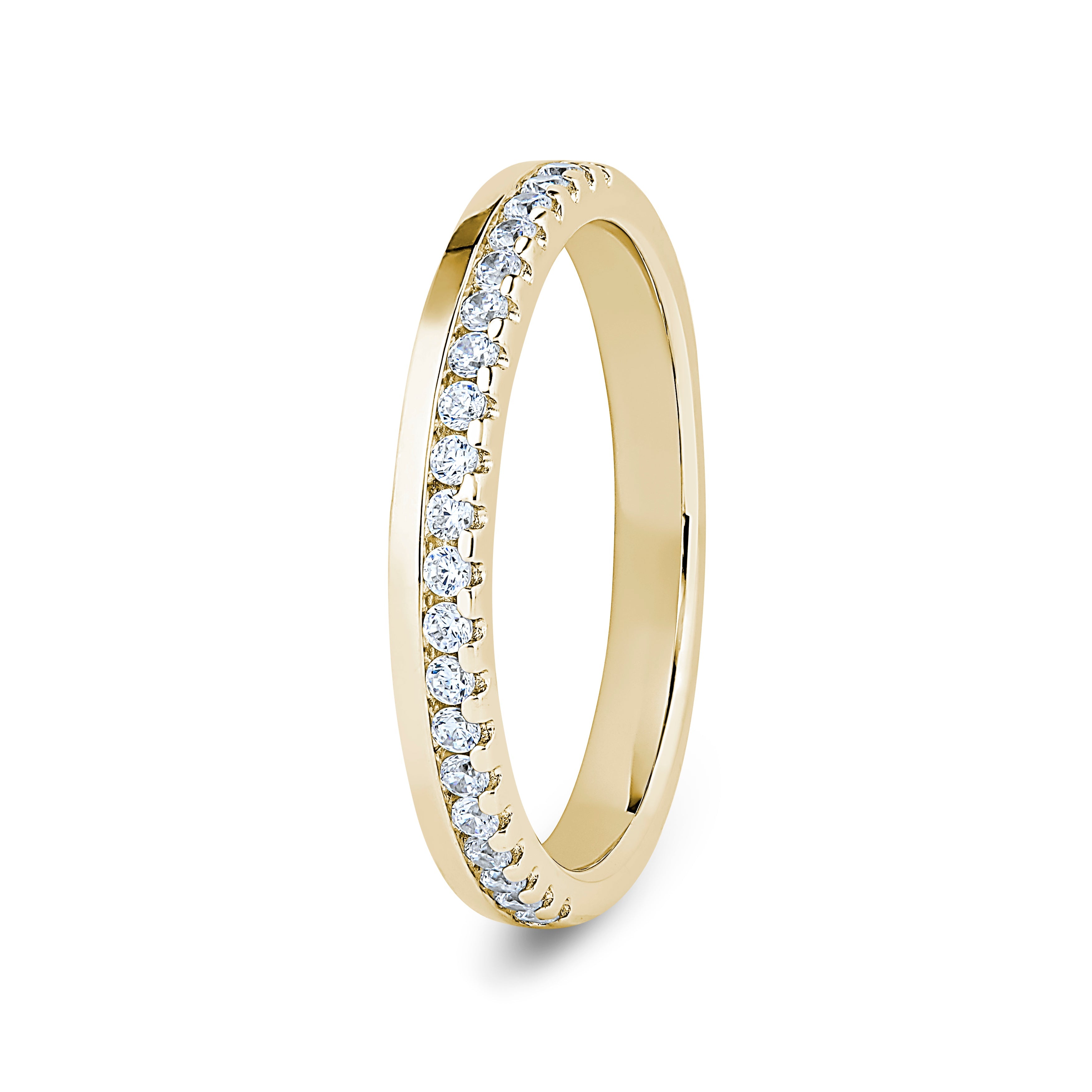 Round, Offset Claw, Yellow Gold Half Set Eternity Ring