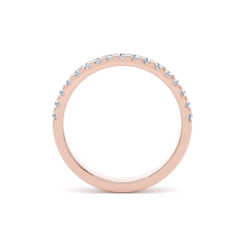 Round Diamond Rose Gold Ring, Offset Micro Set Half Eternity | ET1215