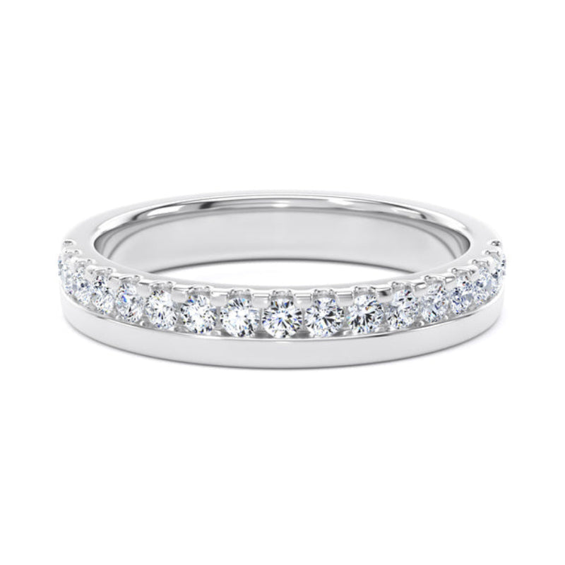 Round Diamond Ring, Offset Scallop Set Half Eternity | ET1215