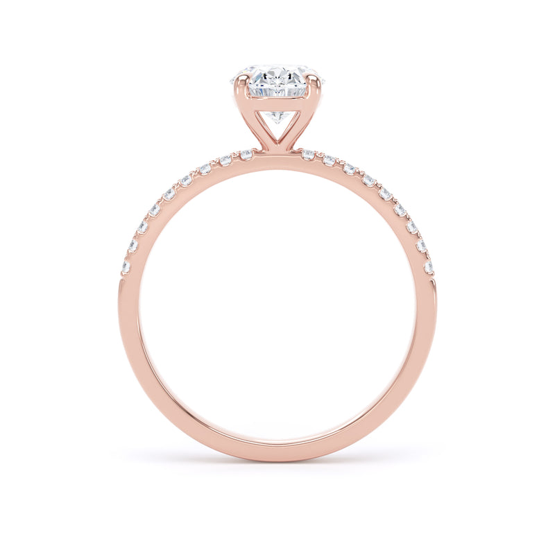 Oval Diamond Rose Gold Ring, Shoulder Set Floating Head | LGO OSW02