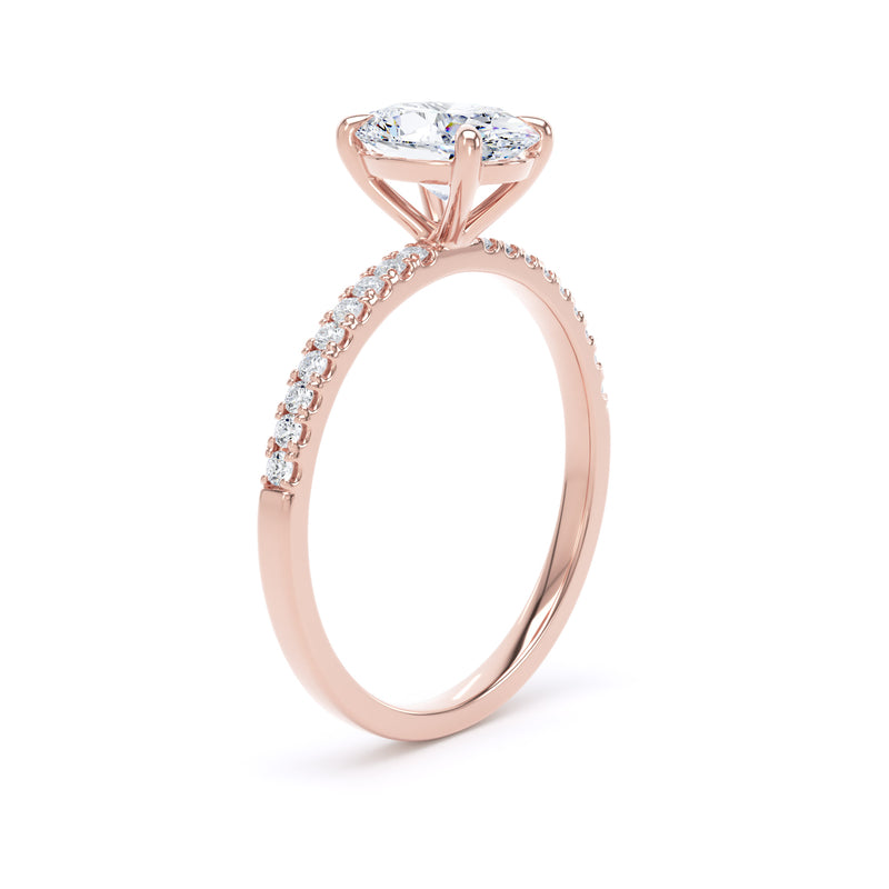 Oval Diamond Rose Gold Ring, Shoulder Set Floating Head | LGO OSW02