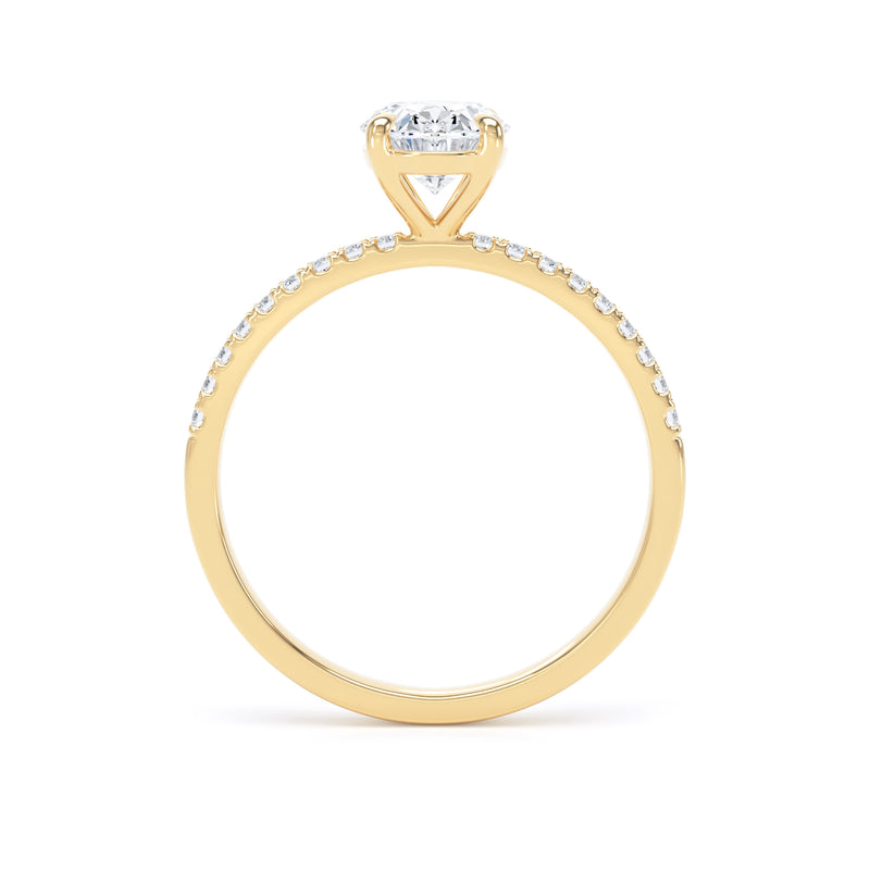 Oval Diamond Yellow Gold Ring, Shoulder Set Floating Head | LGO OSW02