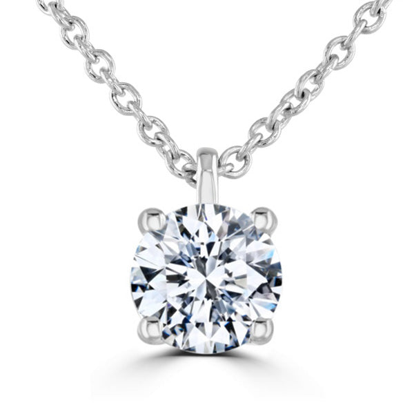 Round Diamond White Gold Pendant, 4 Claw Solitaire | RP1001