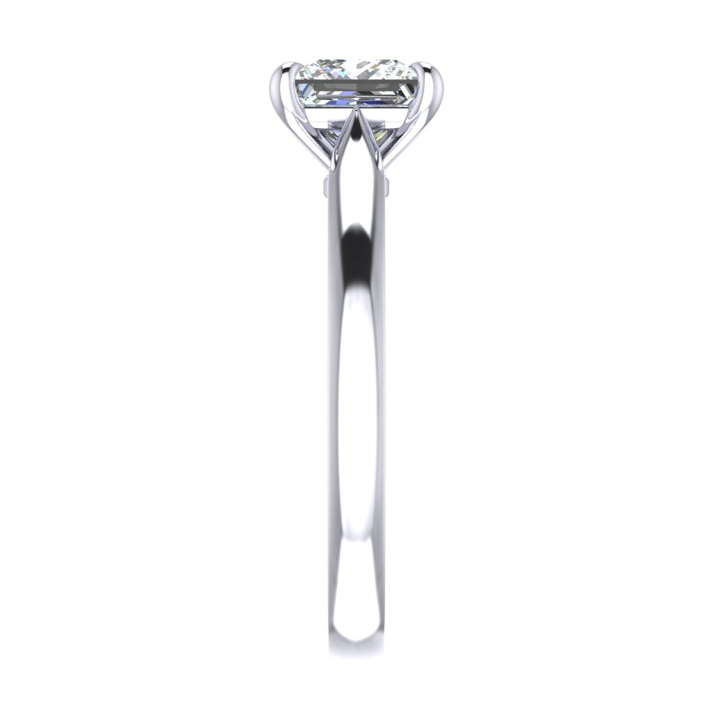 Princess Solitaire Platinum Ring, Pinched Cathedral | LGP