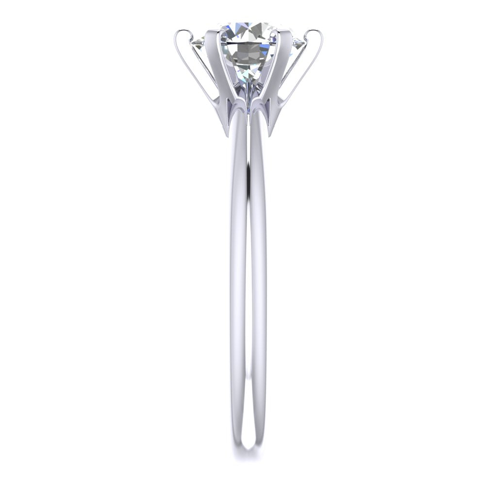 Round Solitaire White Gold Ring, Open 6 Prong | LGR