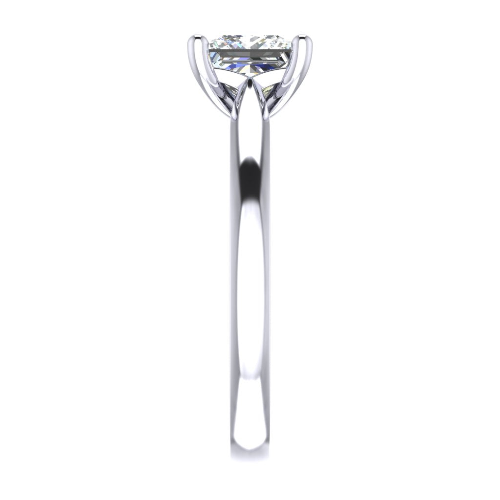 Princess Solitaire Platinum Ring, Cathedral Basket | SMP