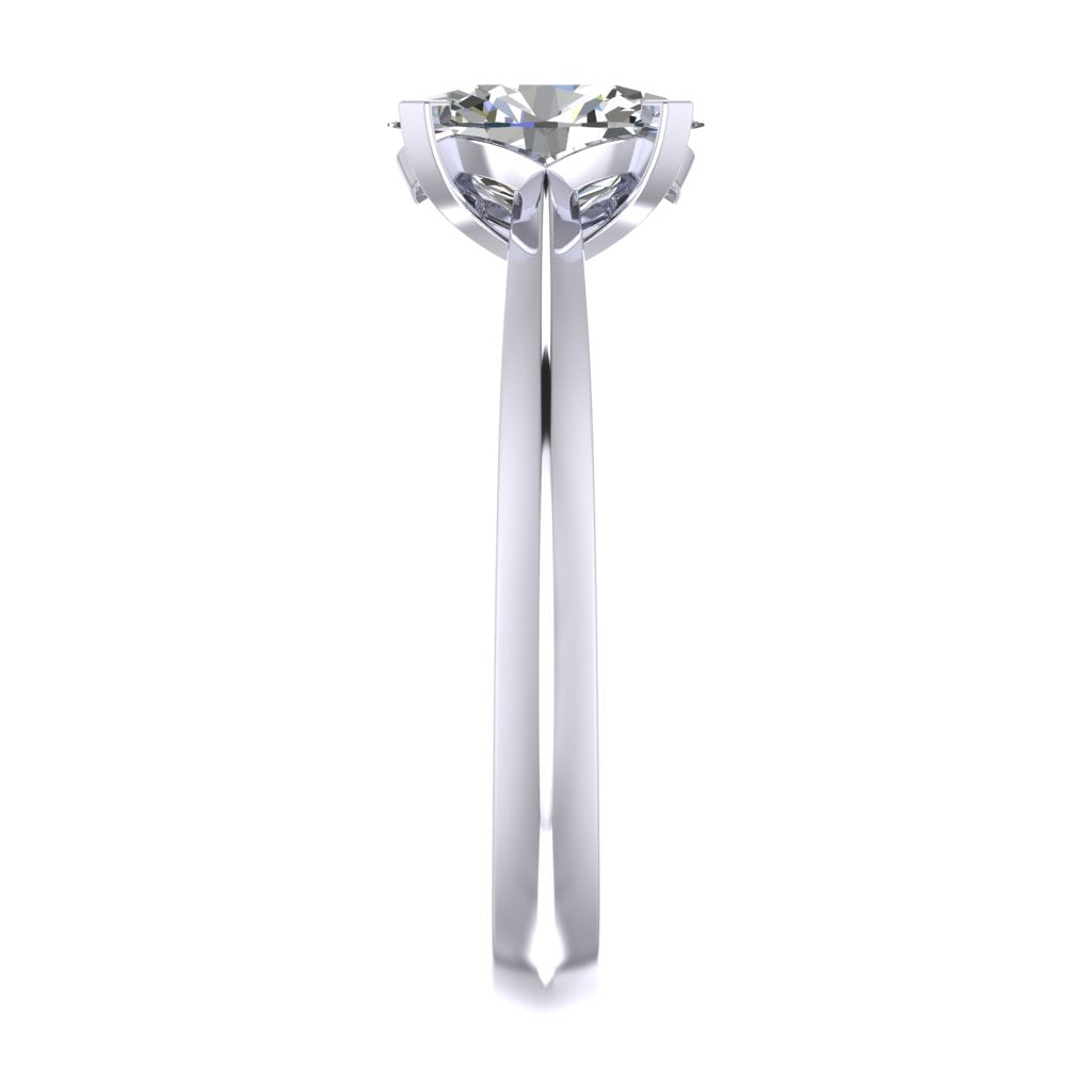 Oval Solitaire White Gold Ring, Knife Edge Cathedral | SMO