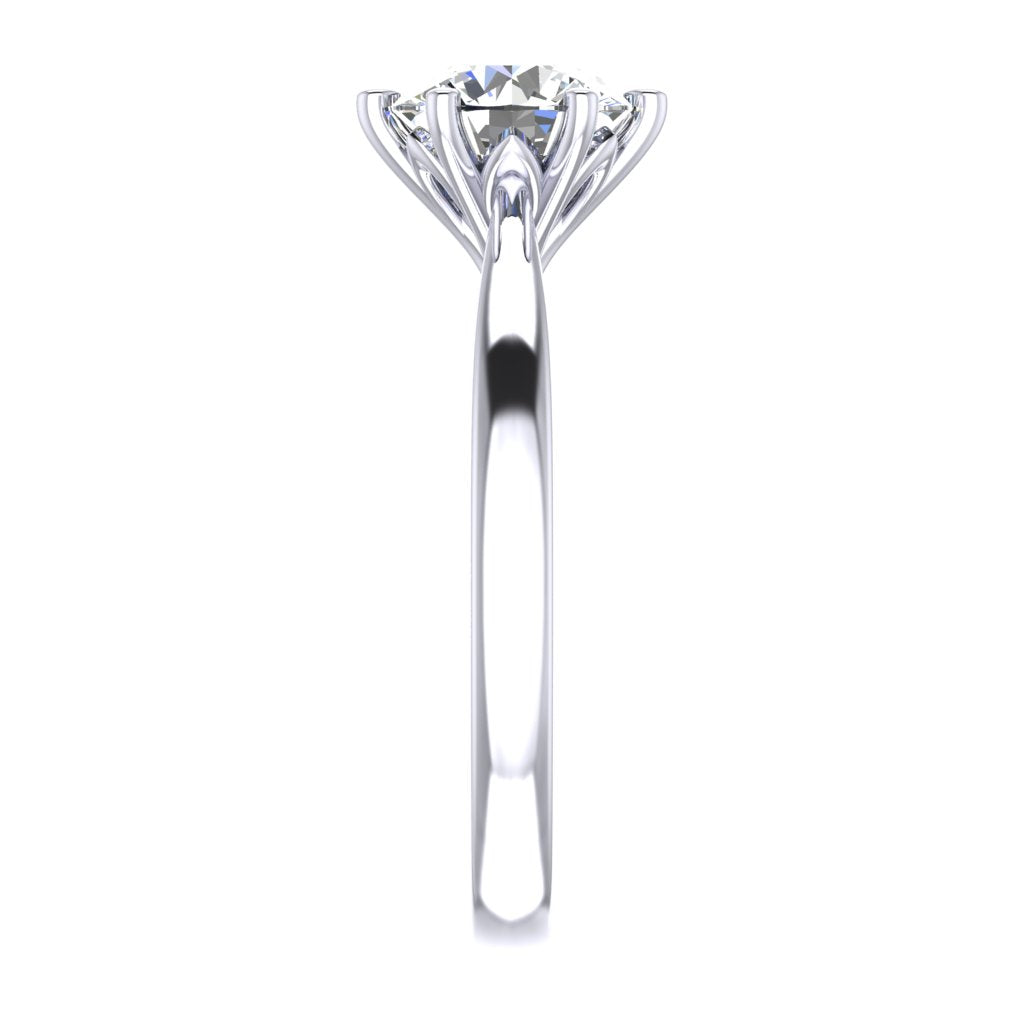 Round Solitaire Platinum Ring, Lotus 6 Prong | SMR