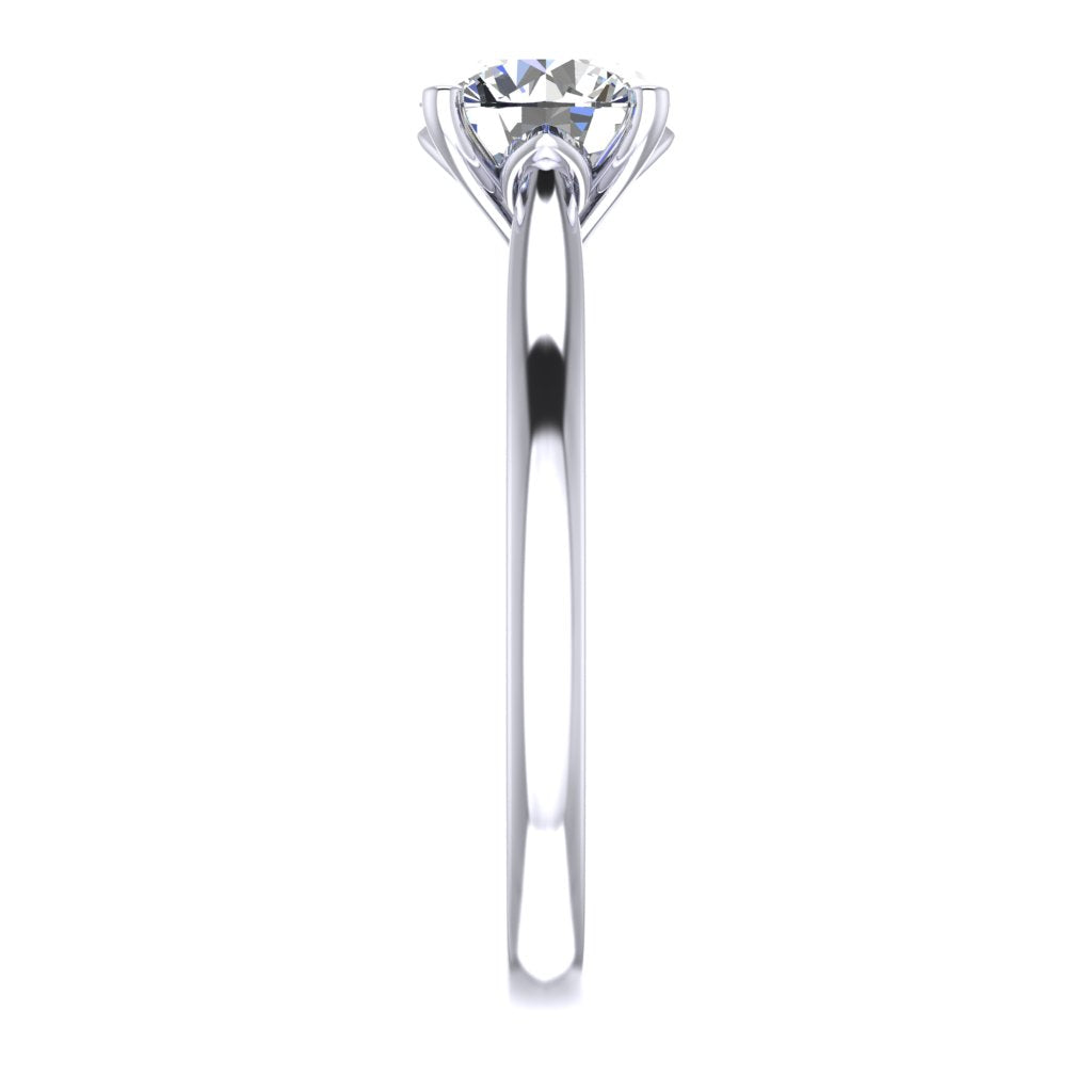 Round Solitaire White Gold Ring, Lotus 4 Prong | SMR
