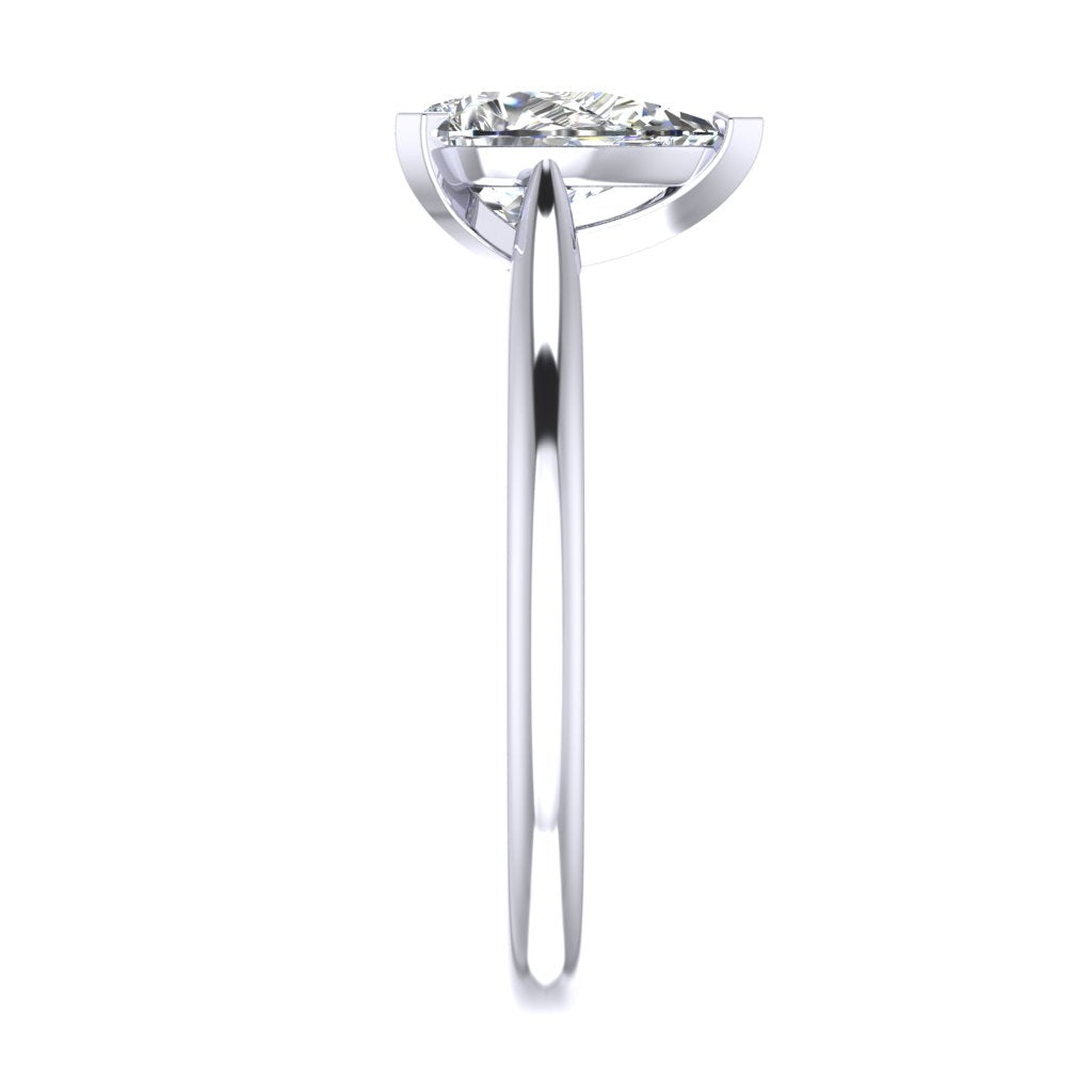 Pear Solitaire Platinum Ring, Pinched Cathedral | LGA