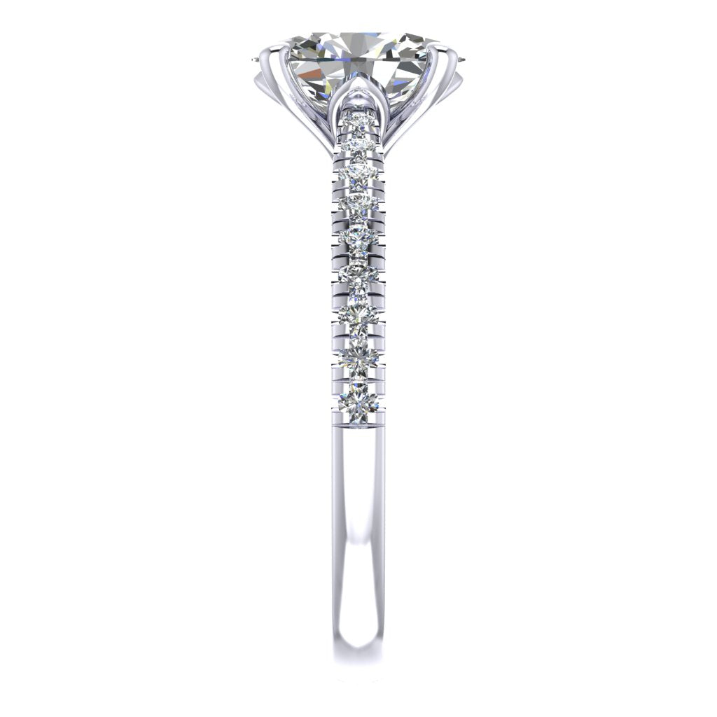 Oval Diamond Platinum Ring, Micro Shoulder Set Lotus Head | LGO RX7670