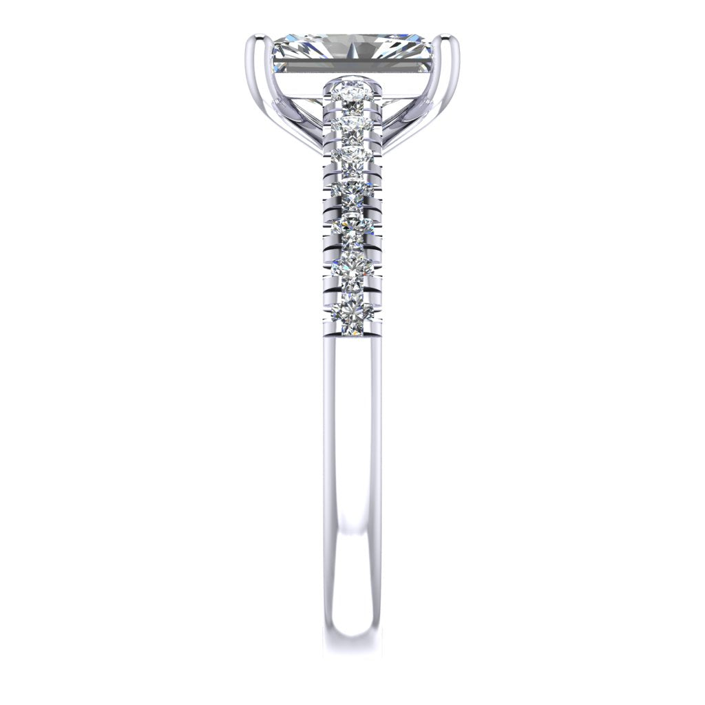 Radiant Cut Diamond & White Gold Shoulder Set Straight Ring | LGI