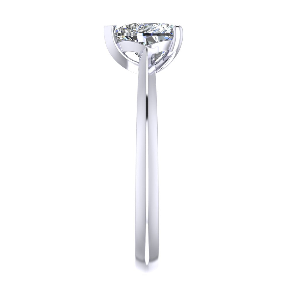 Heart Solitaire White Gold Ring, Fancy Basket | SMF