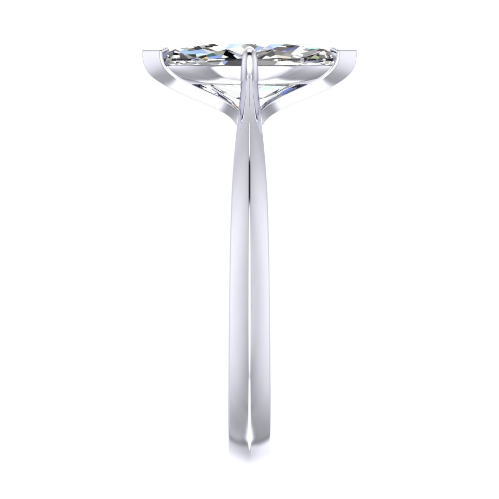 Marquise Solitaire White Gold Ring, Knife Edge | SMM