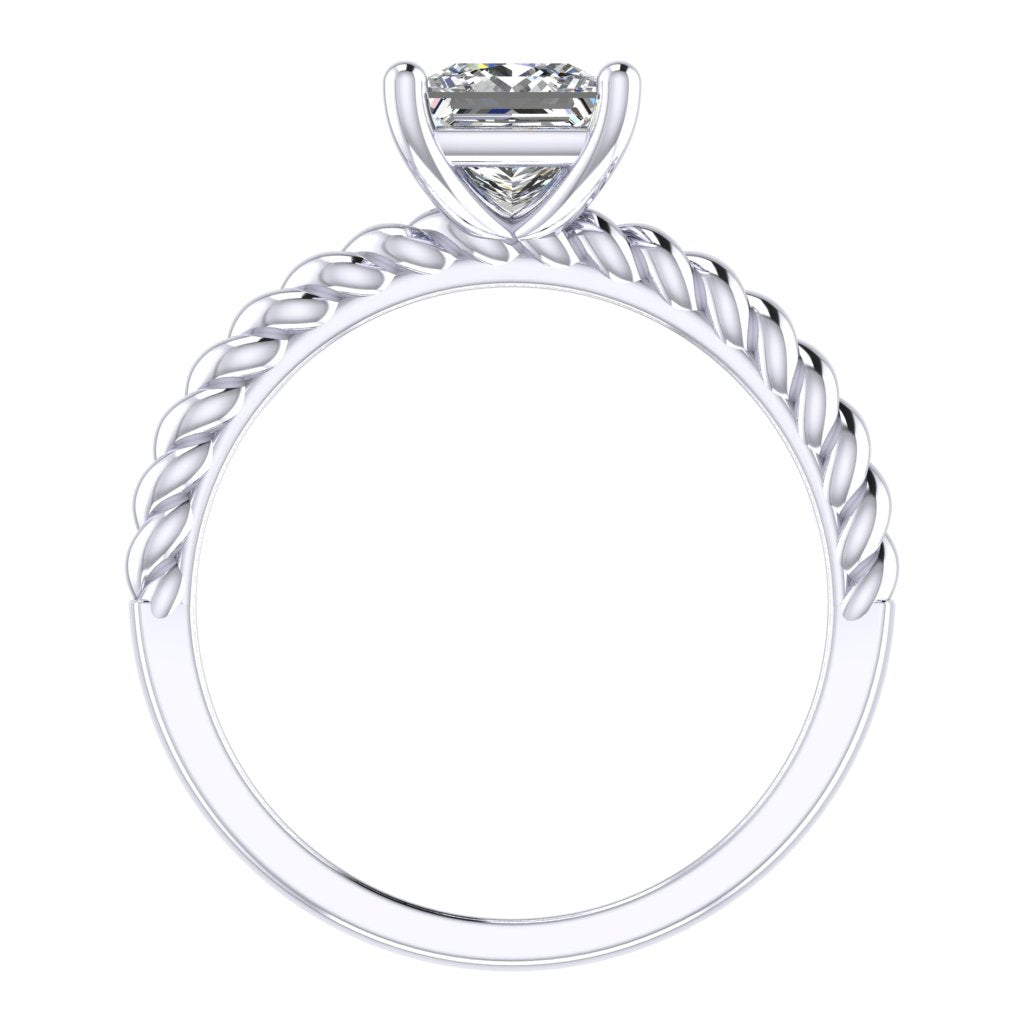 Princess Solitaire White Gold Ring, Twisted 4 Prong | LGP