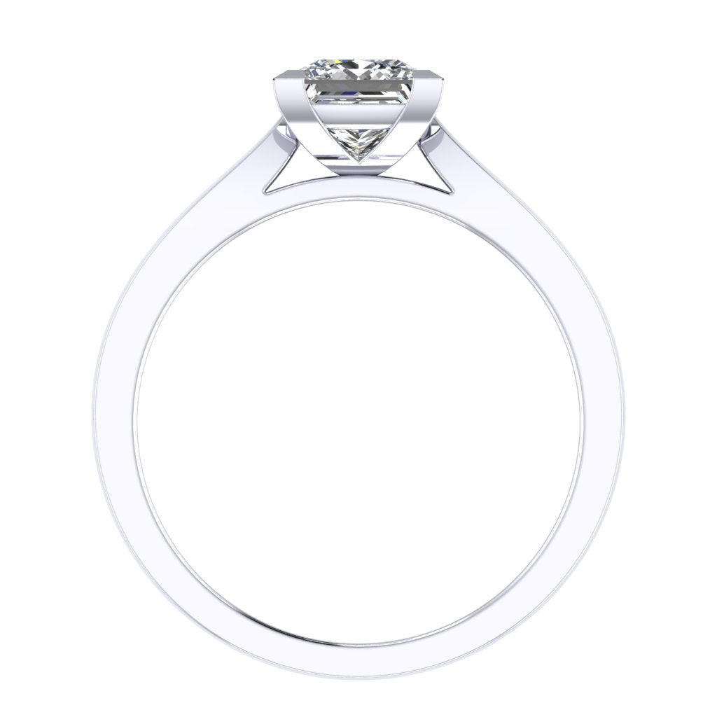 Princess Solitaire White Gold Ring, Cathedral V-Shaped | LGP