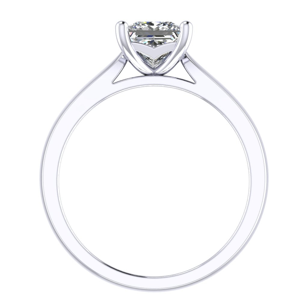 Princess Solitaire Platinum Ring, Cathedral Basket | SMP
