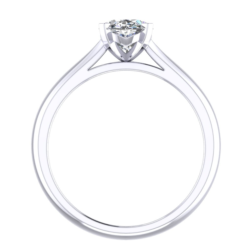 Oval Solitaire White Gold Ring, Knife Edge Cathedral | SMO