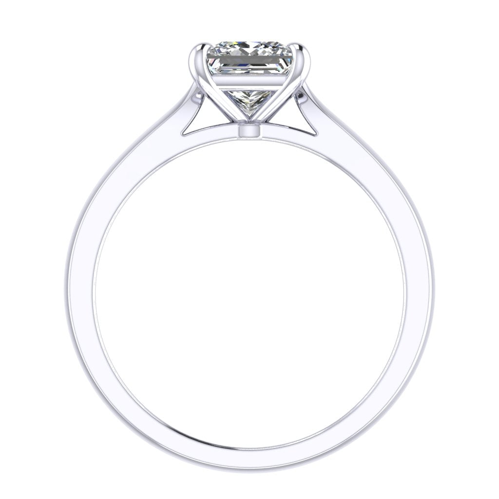 Princess Solitaire Platinum Ring, Pinched Cathedral | LGP