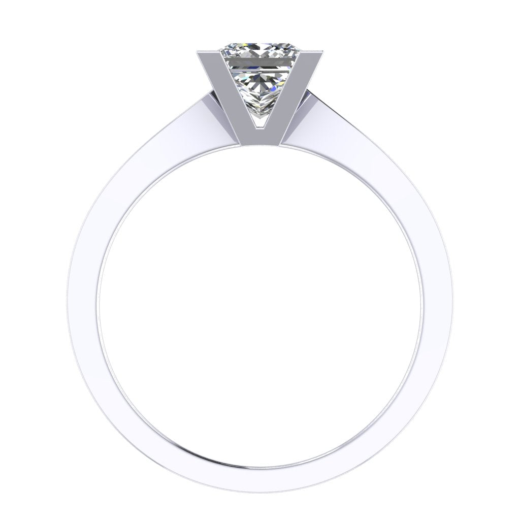 Princess Solitaire White Gold Ring, Raised V-Shape | LGP