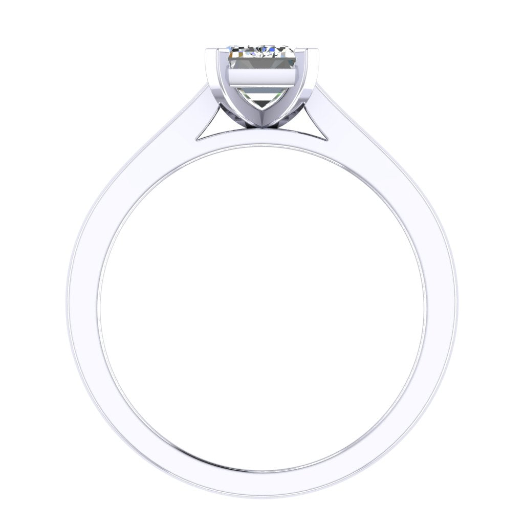 Emerald Solitaire White Gold Ring, Cathedral Basket | SME