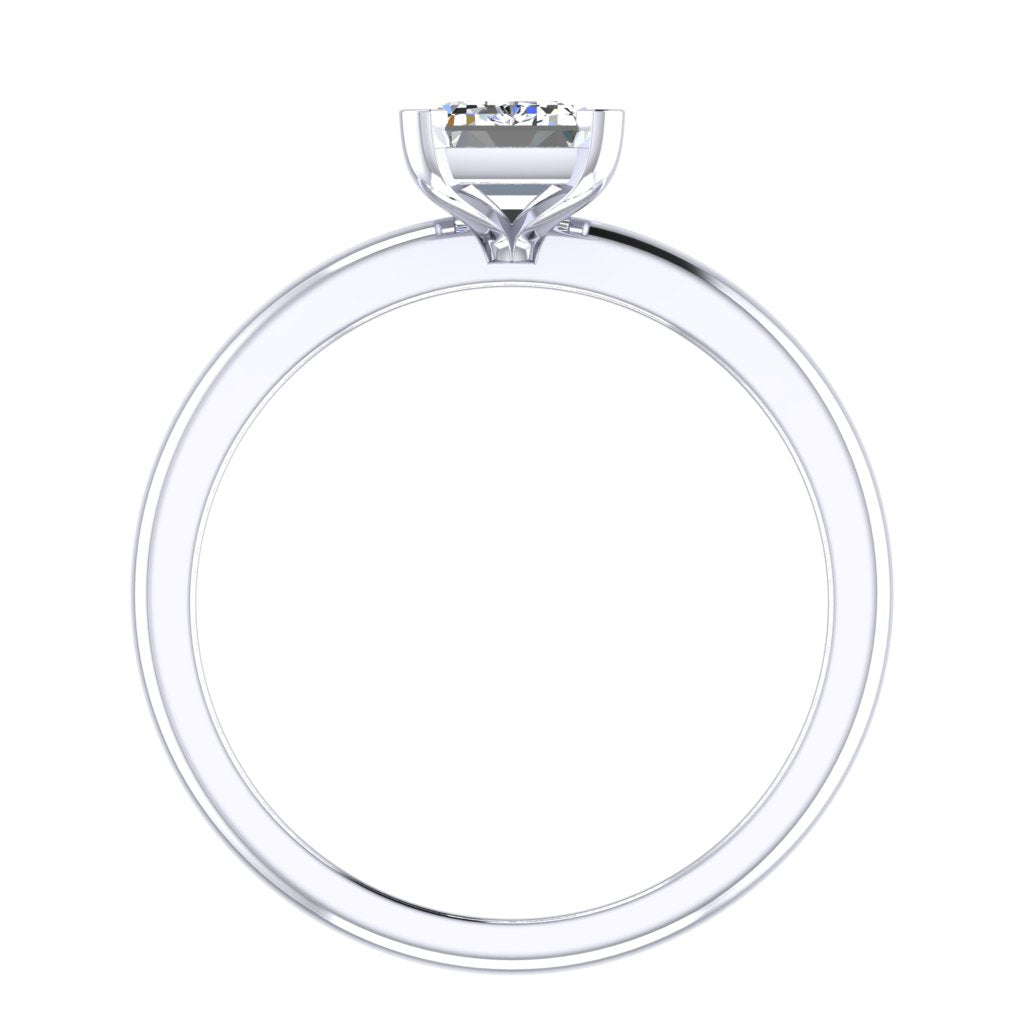 Emerald Solitaire Platinum Ring, Squared Prong Basket | LGE