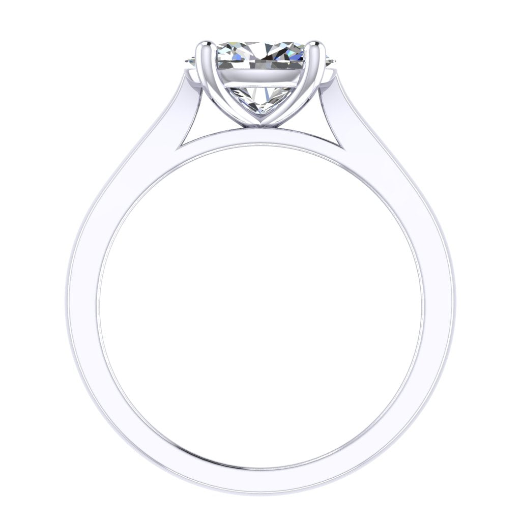 Oval Landscape Solitaire Platinum Ring, Cathedral Basket | SMO