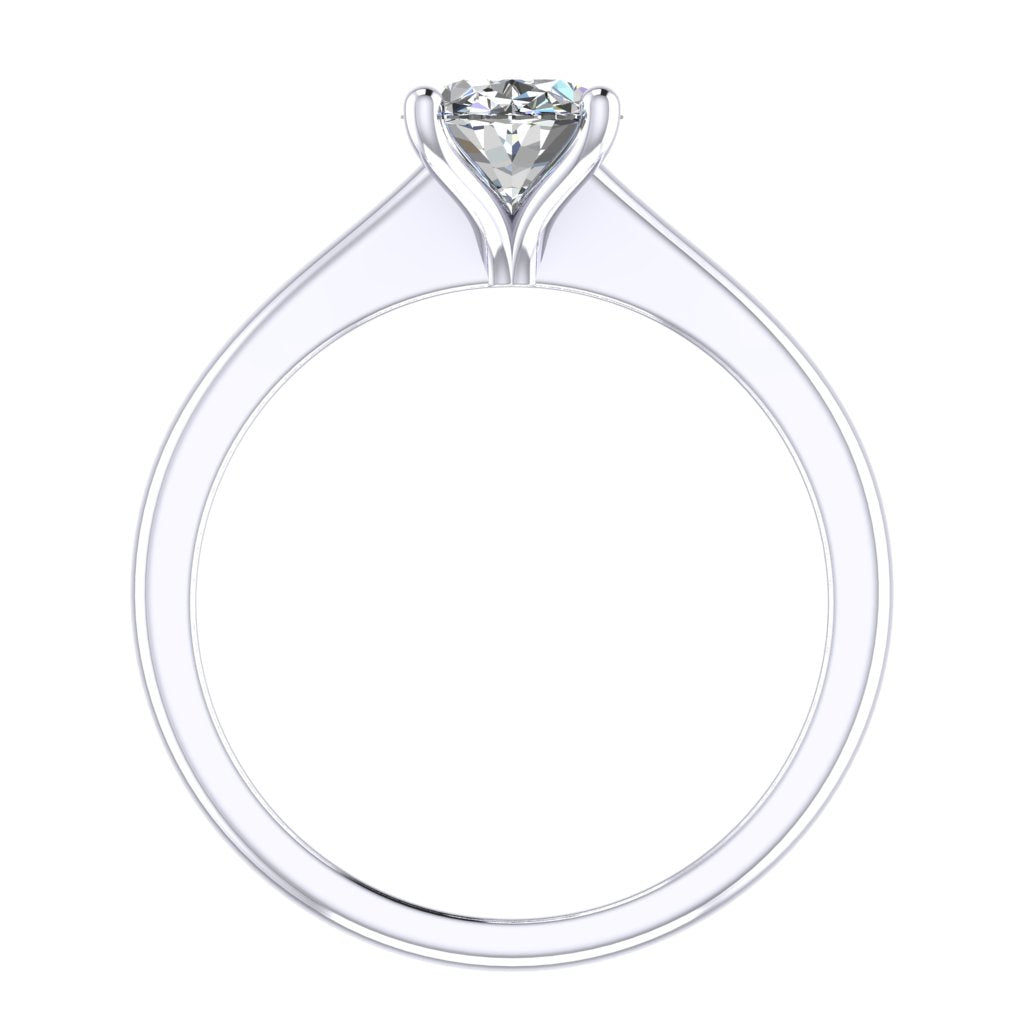 Oval Solitaire Platinum Ring, Raised Peg Head | LGO