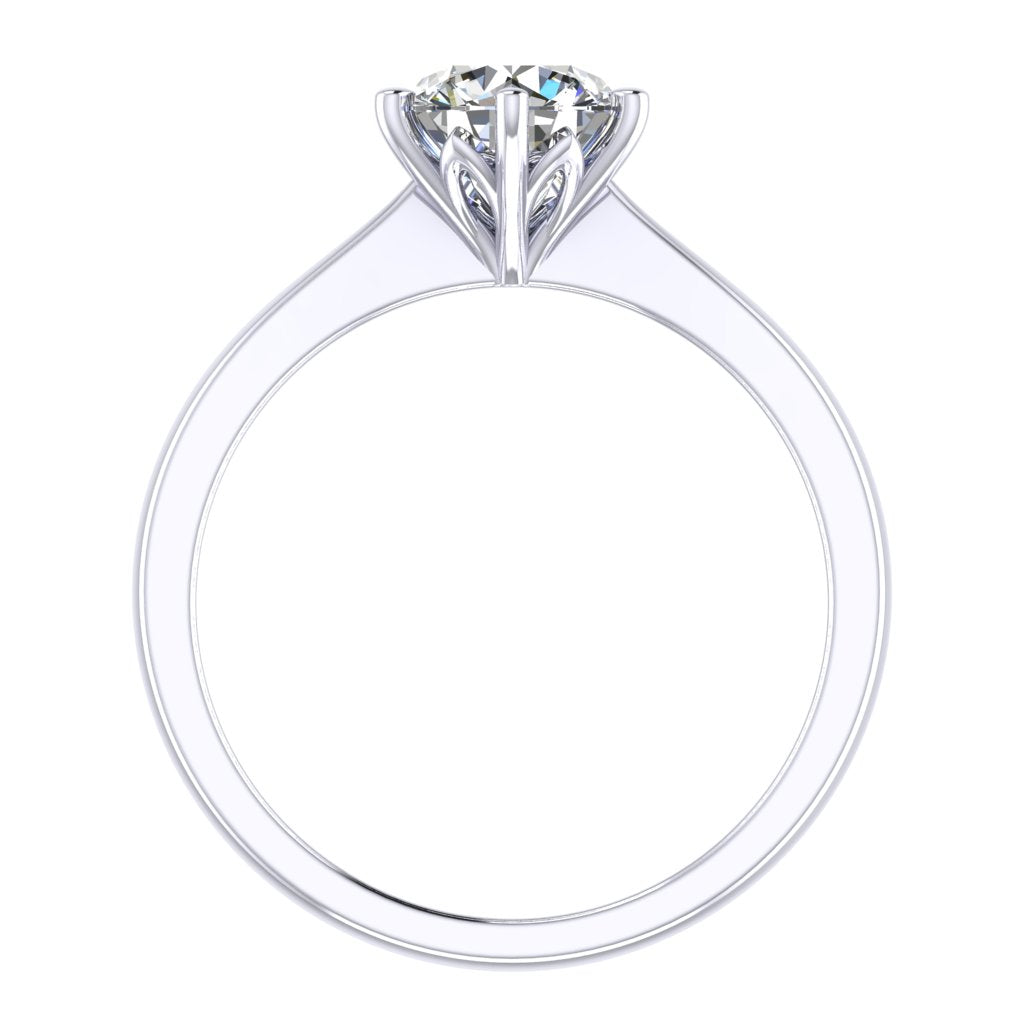 Round Solitaire Platinum Ring, Lotus 6 Prong | SMR