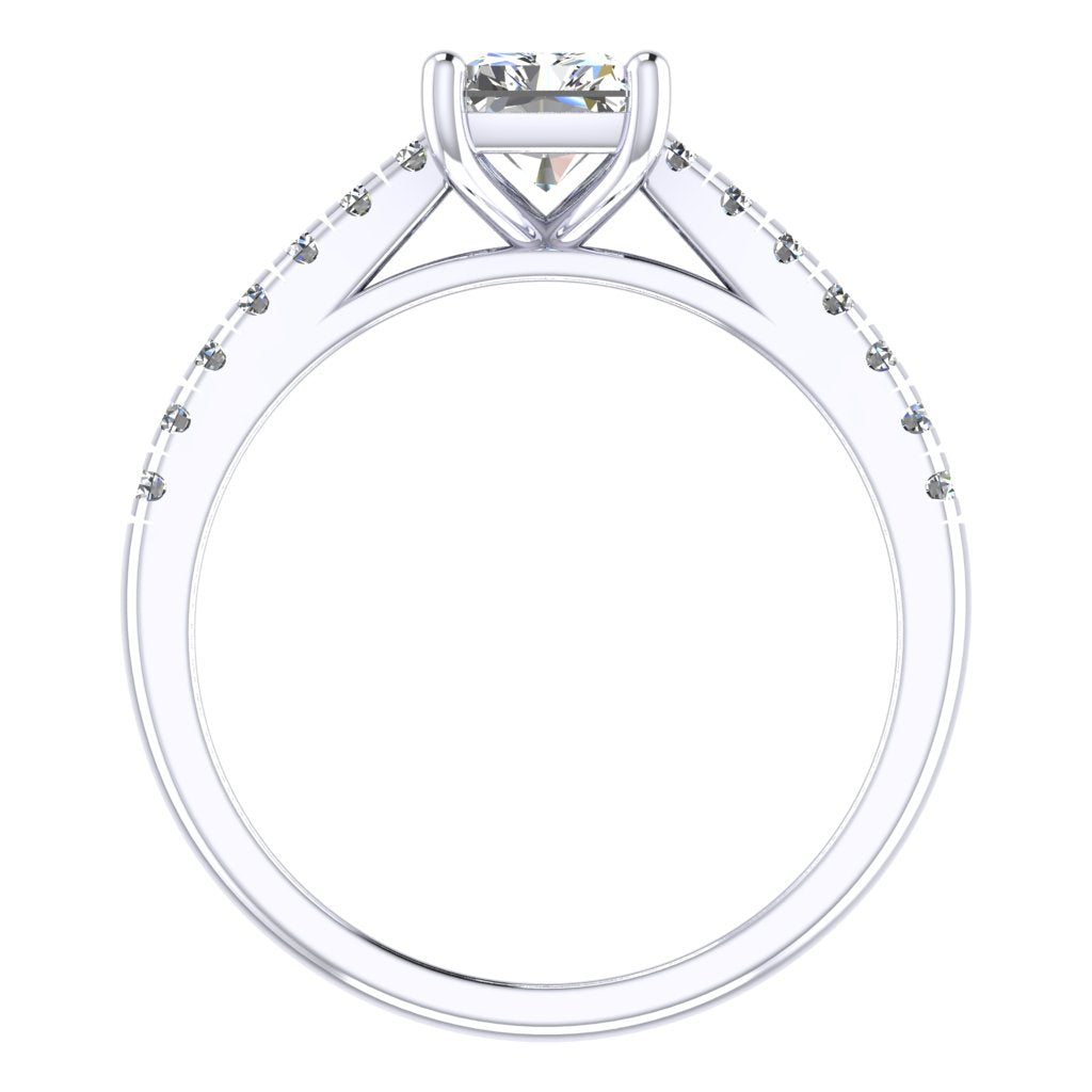 Radiant Cut Diamond & White Gold Shoulder Set Straight Ring | LGI