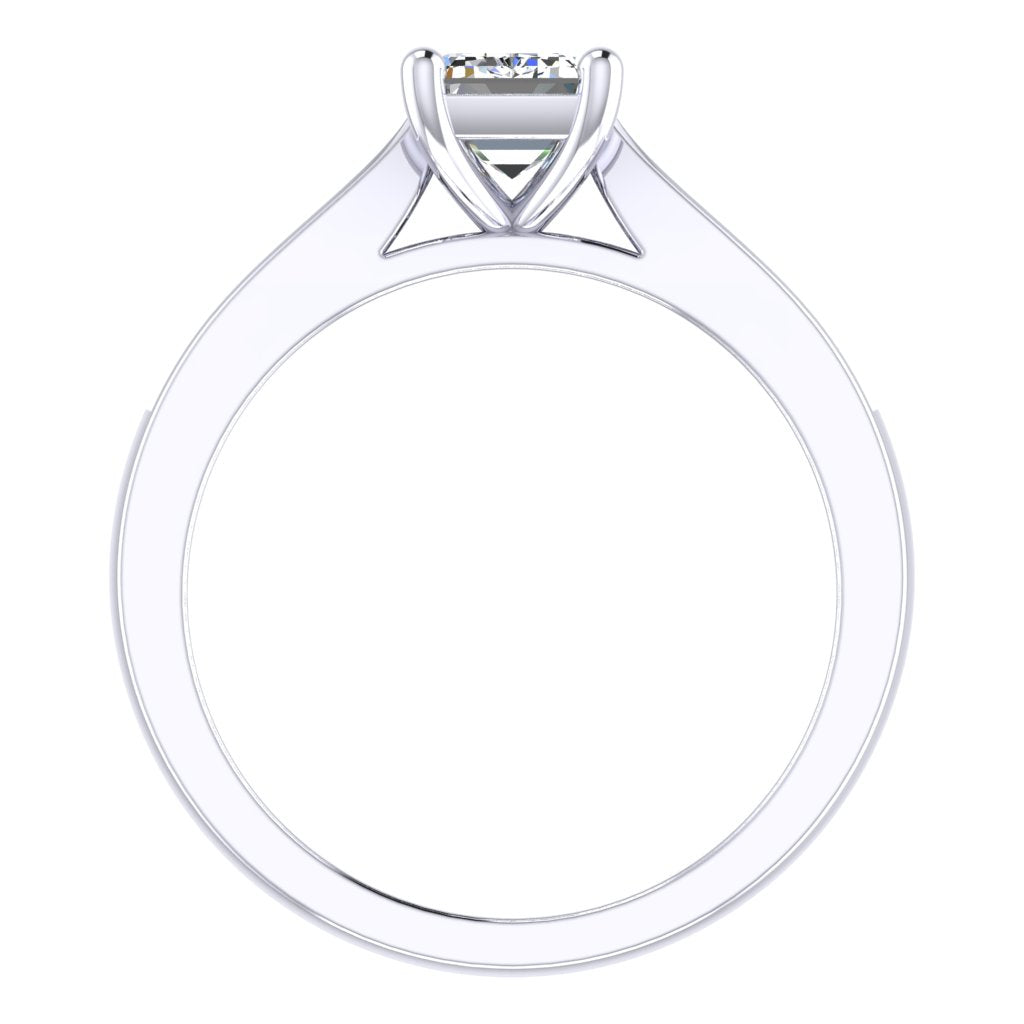 Emerald Diamond White Gold Ring, Tapered Grain Shoulder Set | LGE RX5495