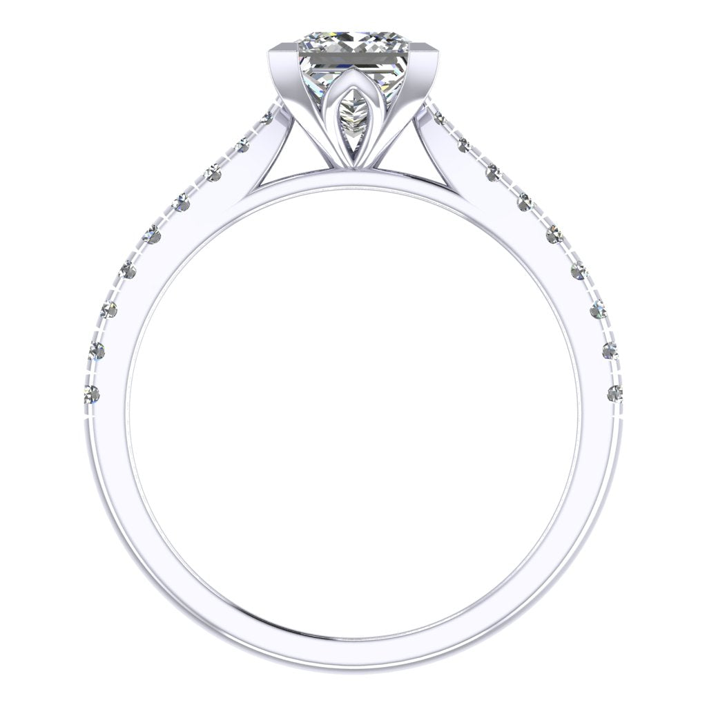 Princess Cut Diamond & White Gold Shoulder Set Pinched Ring | LGP