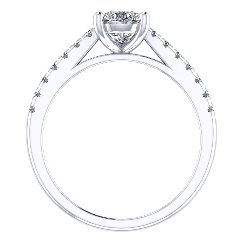 Pear Cut Diamond & White Gold Shoulder Set Straight Ring | SMA