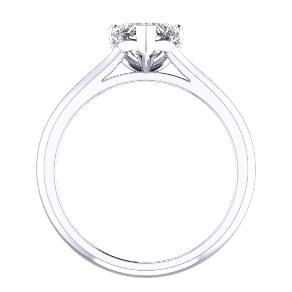 Heart Solitaire White Gold Ring, Fancy Basket | SMF