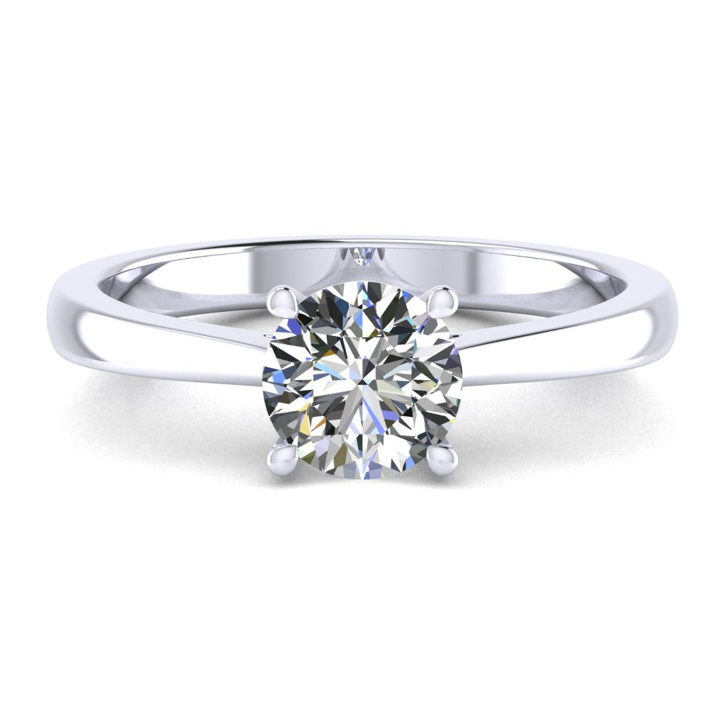 Round Solitaire Platinum Ring, Cathedral 4 Prong | LGR