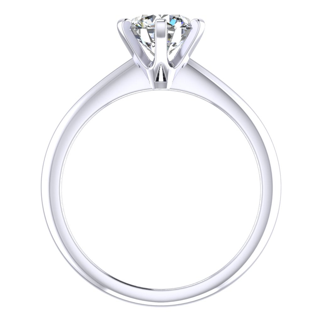 Round Solitaire White Gold Ring, Open 6 Prong | LGR