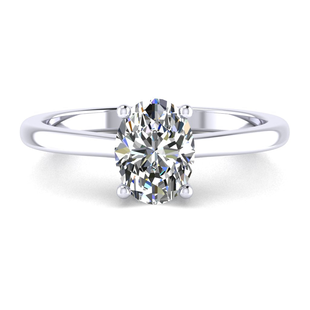 Oval Solitaire Platinum Ring, Raised Peg Head | LGO