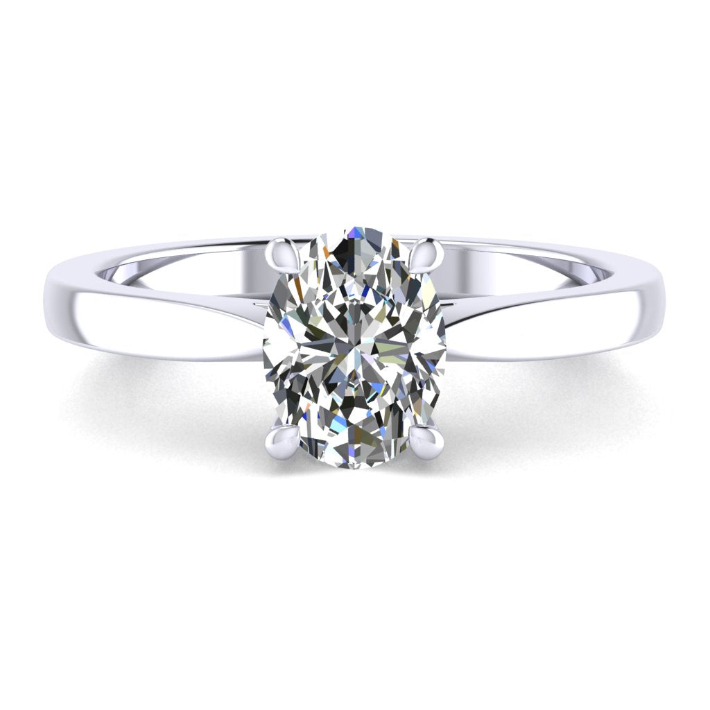 Oval Solitaire Platinum Ring, Lotus Cathedral | LGO