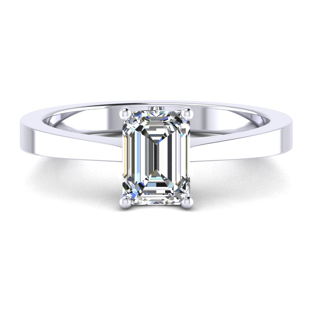 Emerald Solitaire Platinum Ring, Raised Designed Gallery | LGE