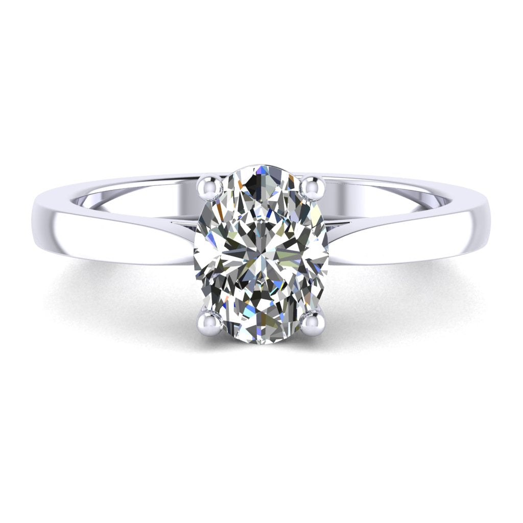 Oval Solitaire Platinum Ring, Cathedral Basket | SMO