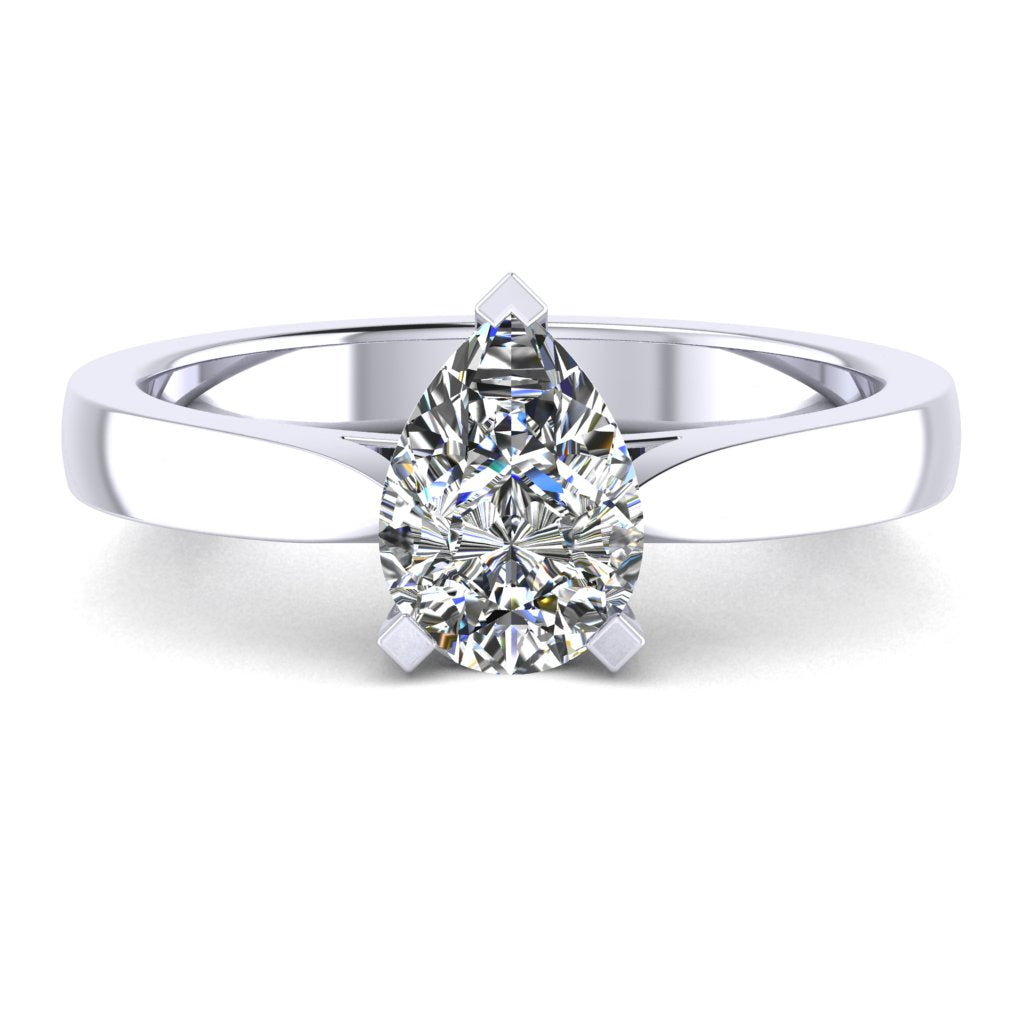Pear Solitaire Platinum Ring, Pinched Court Cathedral | LGA