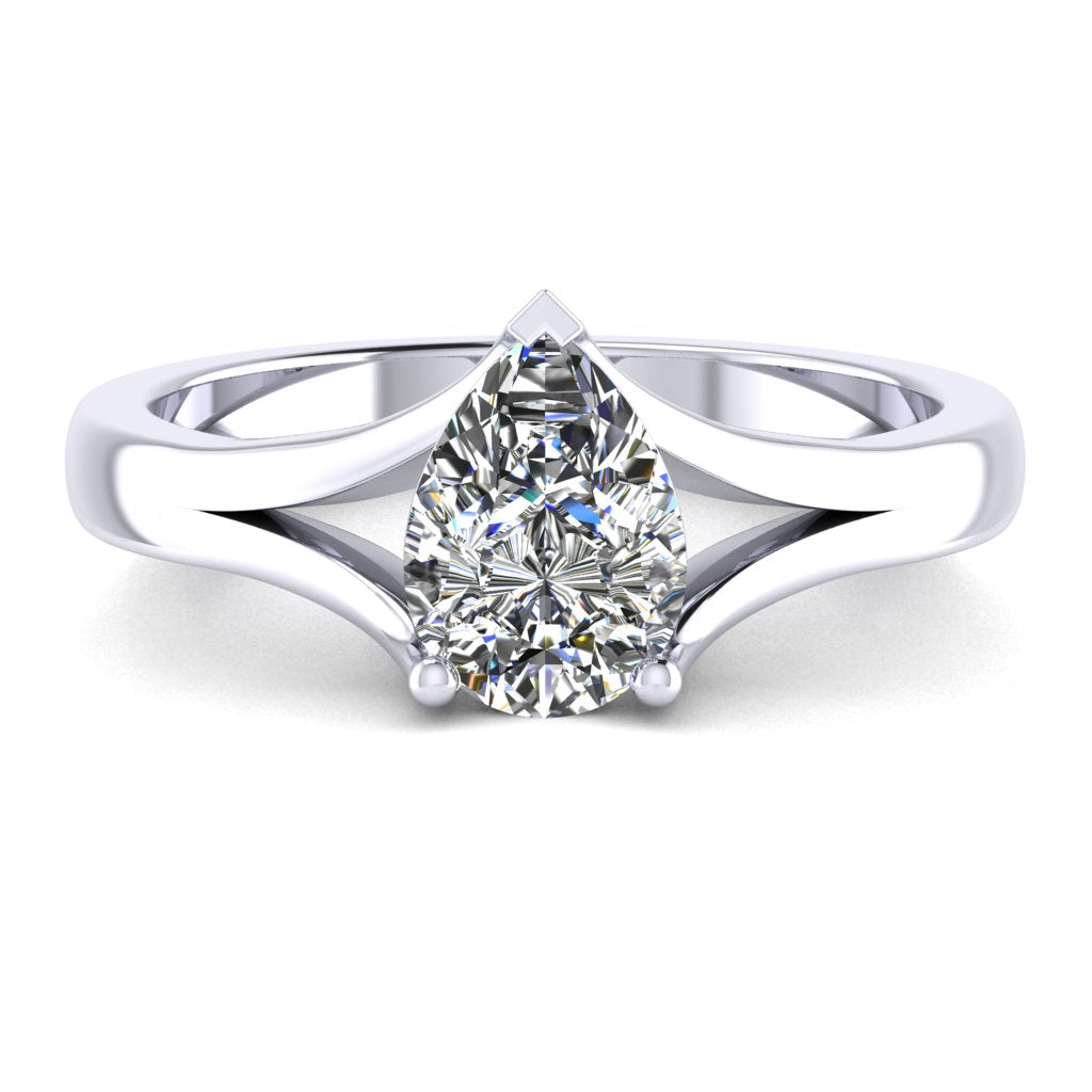 Pear Solitaire Platinum Ring, Raised Split | SMA