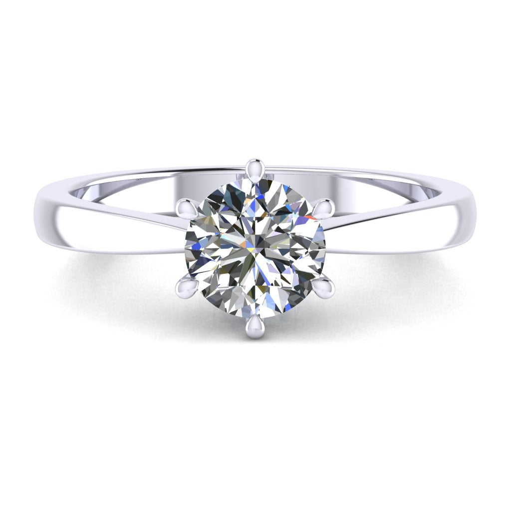 Round Solitaire Platinum Ring, Lotus 6 Prong | SMR