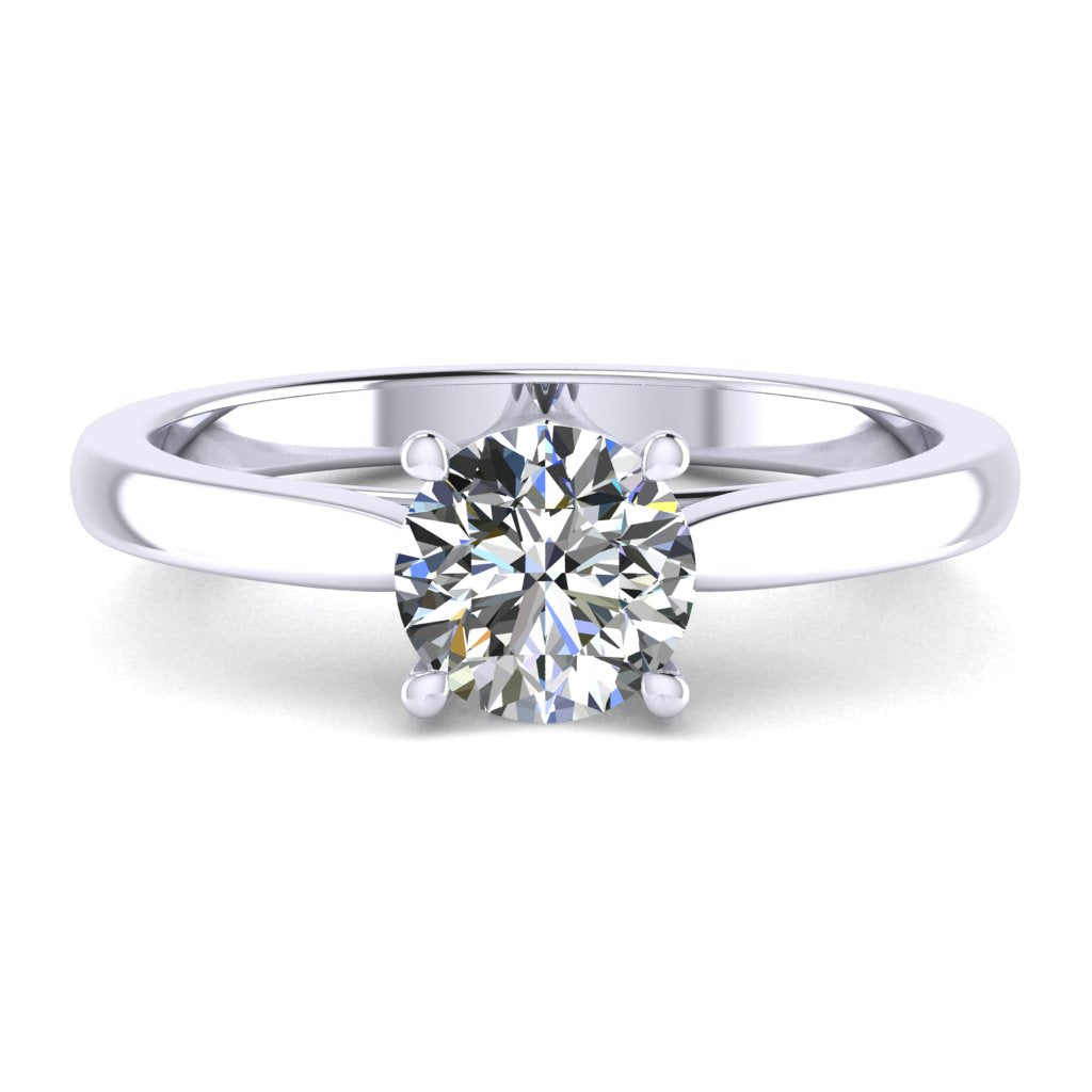 Round Solitaire White Gold Ring, Lotus 4 Prong | SMR