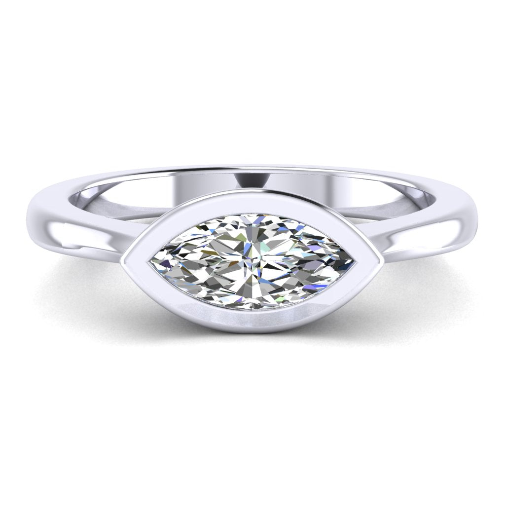 Landscape Marquise Solitaire Platinum Ring, Bevel Set | SMM